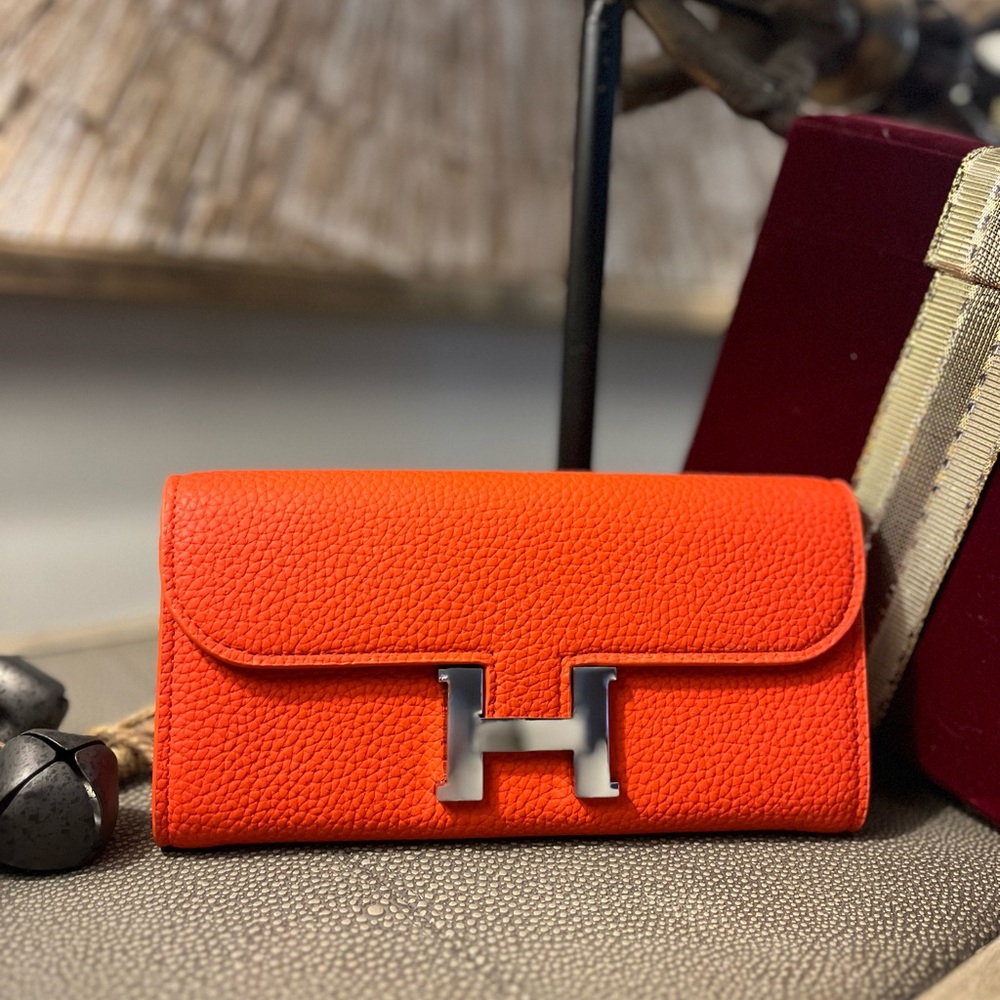 Orange Leather Clutch